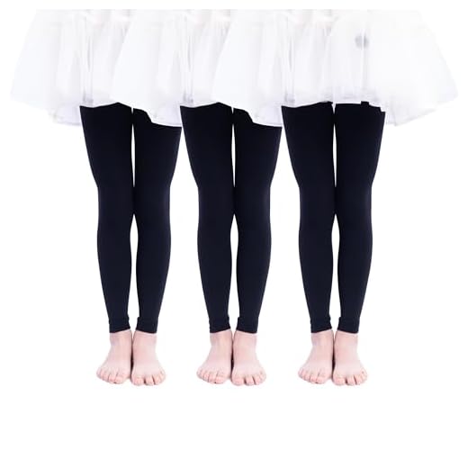 Paralinda 3 Pairs Girl's Microfiber Footless Tights, Girls Dance Tights Footless (Black, 4-6)