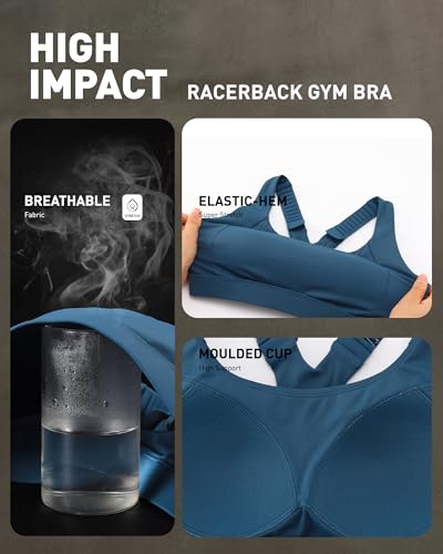 Image of RUNNING GIRL Sports Bras for Women High Support, Adjustable Straps High Impact Racerback Bra with Hook Closure Molded Cup
