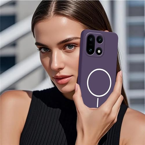 Image of amazon basics Back Cover for OnePlus 15 5G | Ultra Slim Soft Rubberised Case | Magsafe Logo Printed (Not Magsafe Compatible) | Camera Protection - Purple