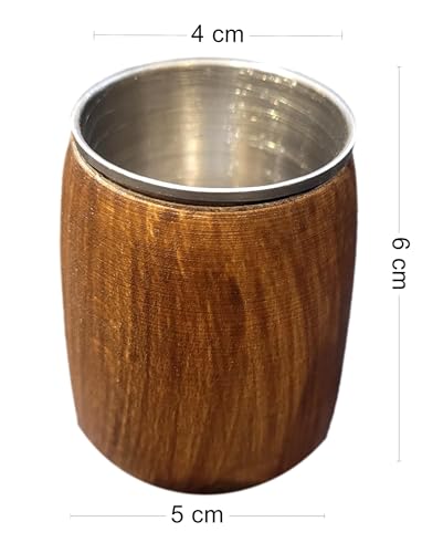 Wooden World - Set of 4 Premium Wooden Alcohol Shot Glass with Metal Insert - Dark Brown, Dark Bronze - Image 2