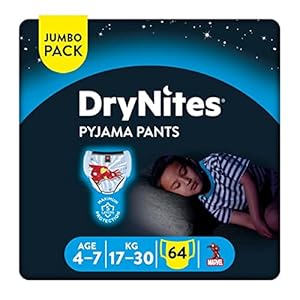 Huggies DryNites, Night Time Pants for Boys – Sizes 4-7 Years (64 Pants) – Pyjama Pants with Discrete Protection…