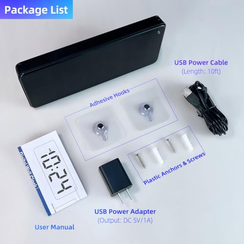 LED Digital Wall Clock with Dynamic RGB Display, Big Digits, Auto-Brightness, 12/24Hr Format, Modern Electric Small Silent Wall Clock for Living Room, Bedroom, Classroom, Farmhouse, Kitchen, Office