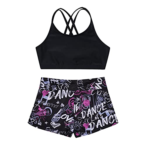 Kids Girls 2Pcs Tankini Tracksuit Sport Gymnastics Crop Top with Shorts Swimsuit Swimwear Activewear3