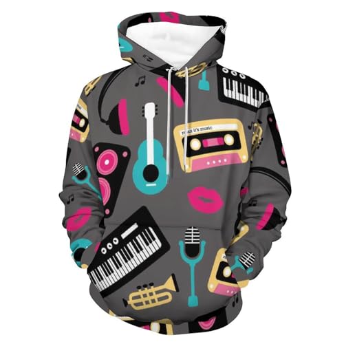 Sweat à capuche Guitare À Clavier pull de taille S pour homme femme