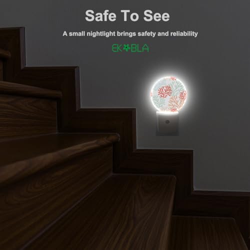 Image of EKOBLA Coral Night Light, Ocean Underwater Coral Reef Night Lights Plug Into Wall with Auto Sensor for Home Indoor Decor