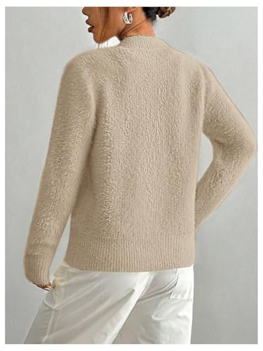 GORGLITTER Women's Heart Button Open Front Cardigan Lightweight Fuzzy Cardigan Sweaters Long Sleeve Knit Top Outerwear2