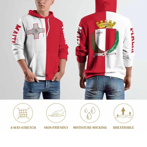 Sweat à capuche Malte unisexe imprimé shield 3D de taille S à XXL - 5