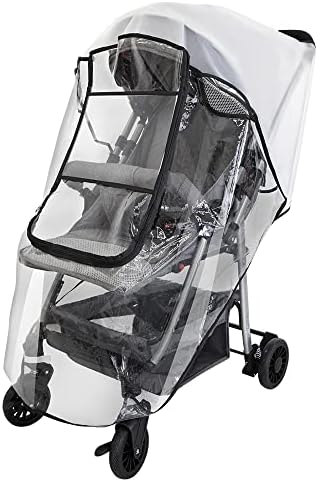 Nasjac Universal Rain Cover for Pushchair, Large Durable Stroller Raincover for Pram Rain Cold Wind Protective with Convenient Window Opening, Adjustable Easy Put Baby Buggy Shield Fits Most Prams