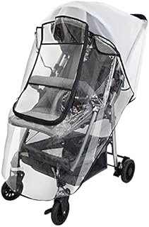Nasjac Universal Rain Cover for Pushchair, Large Durable Stroller Raincover for Pram Rain Cold Wind Protective with Convenient Window Opening, Adjustable Easy Put Baby Buggy Shield Fits Most Prams