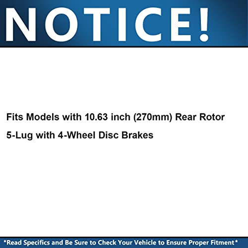 Image of Detroit Axle - 5 Lug Rear Brake Kit for Chevy Malibu Cobalt HHR Saturn Aura | Ion Pontiac G4 G5 G6 Pursuit Drilled & Slotted Brake Rotors Ceramic Brake Pads Replacement 10.63 inch inch Rotors