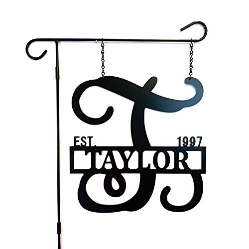 Personalized Last Name Initial Address Sign for House - Custom Mailbox Plaque for Outside Home - 12 inch - PK DECOR - Metal ACM Lawn Address Garden Flag - Couples Name - Welcome - Quick Shipping