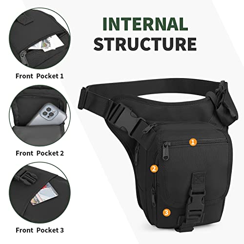 HUNTVP Drop Leg Bag Utility Pouch Cross Over Leg Rig Thigh Pack Mens Motorcycle Waist Pack for Cycling Riding Outdoors Camping - Image 4