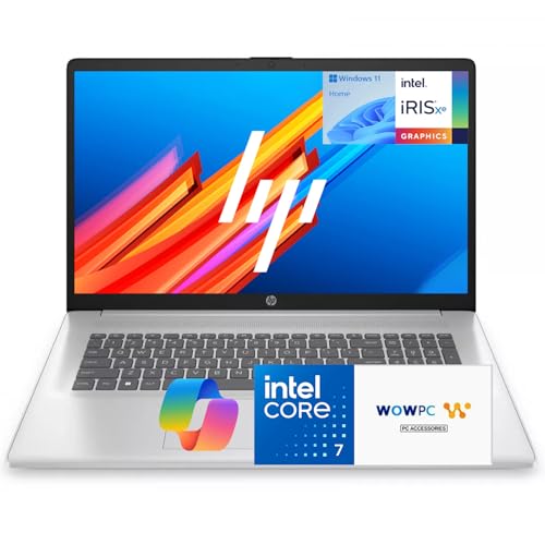 Image of HP 2026 New Generation 17.3 inch FHD Business and Student Laptop, 13th Intel Core i7-1355U(10 cores, up to 5.0 GHz), 16GB RAM, 256GB SSD, Copilot Key, Wi-Fi 6, HDMI, USB-C, Windows 11, WOWPC USB, no Mouse