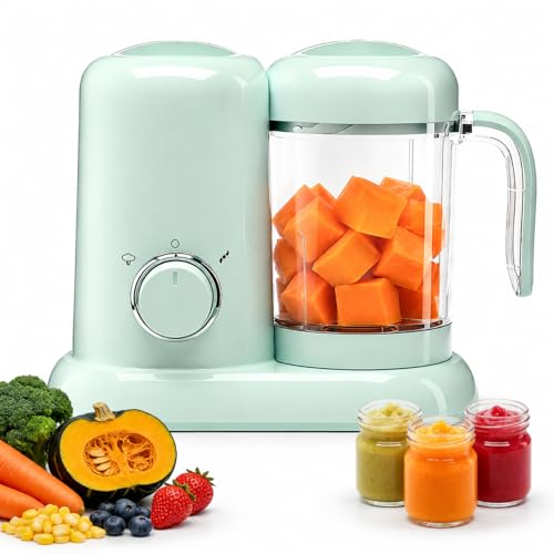 Robot Cuiseur Mixeur pour Bébés, Mixeur bébé Multifonctions avec Panier Vapeur Lame en acier Inoxydable 304 pour la Préparation de Purées Maison et de Fruits pour Bébé, Sans BPA