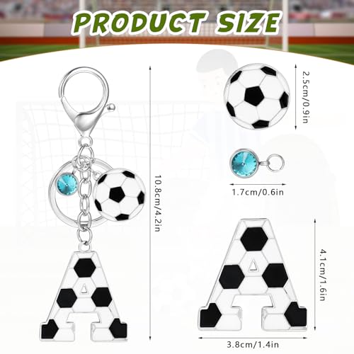 MWOOT Llavero Futbol de Letra Inicial, Llavero Nombre con Colgante de Fútbol para Niño Niña, Llaveros de Regalo para Amantes del Fútbol para Bolso Mochila Llave de Coche y Puerta(A) - imagen 2