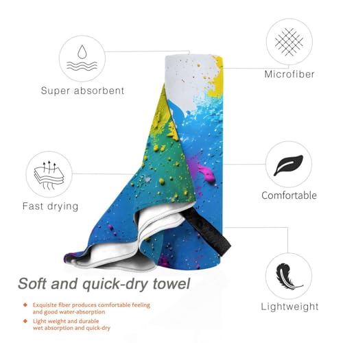 Toalla de baño suave con diseño de salpicaduras de pintura para camping y playa 5