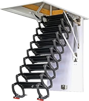 BTURYT Alloy Attic Access Ladder Concertina Loft Ladder Titanium Magnesium Alloy Attic Stairspull Down Attic Ladder Indoor Folding Telescoping Ladder