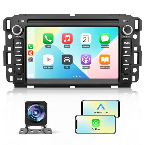 Junsun 4Core Car Radio Stereo for Chevy Silverado GMC Sierra 2007-2013 Android 13 with CarPlay Android Auto Bluetooth GPS Navigation 5GHz WiFi with Backup Camera