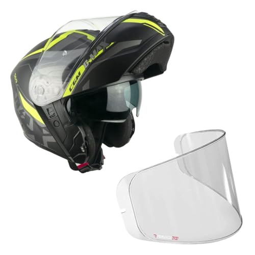 Casco Moto Modular CGM 569 C MAX City Negro Mate Amarillo Fluor Talla L + PINLOCK 70 Incluido
