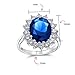 Imagen de Bling Jewelry Anillo de compromiso ovalado con halo de corona de circonita cúbica azul real simulada de zafiro AAA estilo vintage para mujer en plata de ley