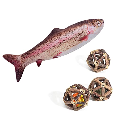 Potaroma New Flopping Fish Cat Dog Toy And 3 Pack Cat Cage Balls #TOP22
