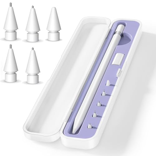 Inesore for Apple Pencil Case with 5 Pcs Replacement Tips (Purple)