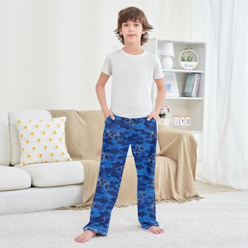 CaTaKu Boys Gameblue Camouflage Pants for Boys Girls Wide Leg Sweatpants Kids Long Bottoms with Pockets Size 6-14Y4