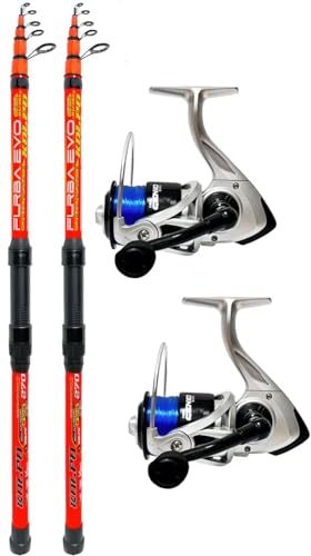 ☑️ BRAND DI ALTA QUALITA' kolpo kit combo pesca 2 canne telescopiche + 2 mulinelli con filo adatte alla pesca a fondo