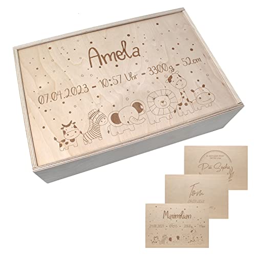 Personalisierte Erinnerungsbox Baby Holzkiste mit Name