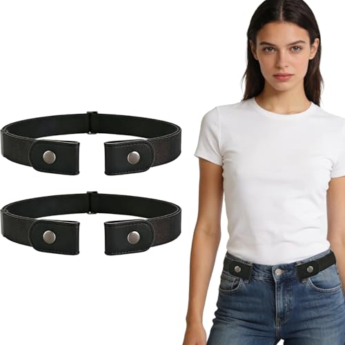 Lot de 2 Ceintures Sans Boucle, Ceintures Élastiques Sans Boucle Réglables, Ceinture Invisible...