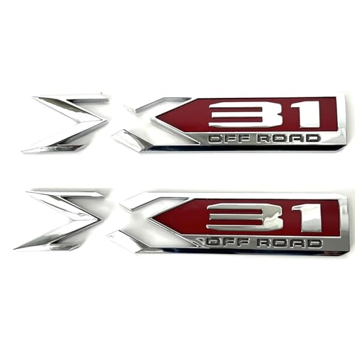 Image of 2PCS X31 Off Road Emblems 3D Rear Bodyside Badge Replacement for 2019-2022 GMC Sierra 1500 Genuine GM (Chrome Red)