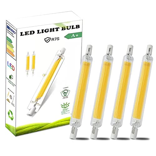R7S LED 78mm Dimmbar Hightlight Birne, 10W LED COB Glühbirnen Bulbs, R7S LED Stablampe 78mm NatürlichesWeiß 4000K, R7S LED Leuchtmittel 1000LM, 360° Strahlbeleuchtung, AC 220-240V, 4er-Pack Cover