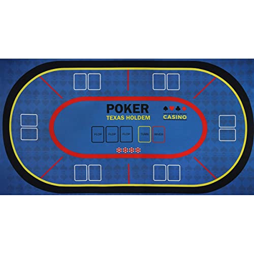 Mondo Tessuti - Tapis de jeu - Texas Hold'em Poker Black Jack Roulette - Haute Qualité Made in Italy (Poker Bleu)