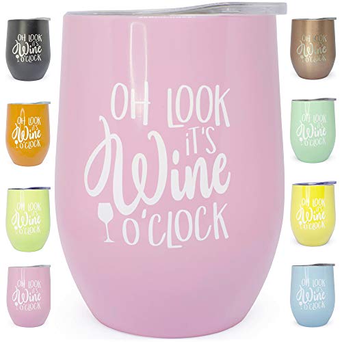Prokitline Premium Stainless Steel Wine Tumbler with Lid | 12 oz Double Wall