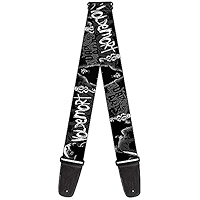 Buckle-Down Guitar Strap - Marvel Avengers Superhero Logos Black/Multi Color - 2" Wide - 29-54" Length