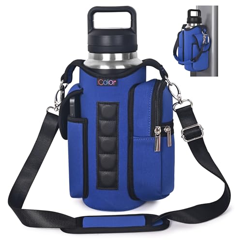 icolor Gym Magnetic Bag Water Bottle Carrier Holder with Phone Pockets & Shoulder Strap,Gym Magnetic Bag 5 Built-in Magnets Gym Accessories Organizer Pouch Sling Sleeve for Men Women