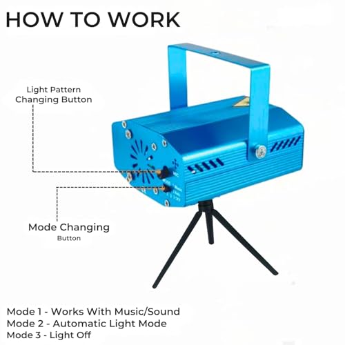 Image of Mini Laser Projector Light 6 Pattern Featuring Sound-Activated | Handy Tripod Stand | Ideal for Home Parties, Events, Diwali Festivals | Projector Lights |