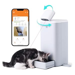 Automatic Cat Feeder with Camera, HHOLOVE O Sitter 1080P HD Pet Camera with Cat Food Dispenser, 5G WiFi with APP Control for Remote Feeding, Night Vision, Laser, AI 24H Life Record