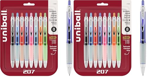 Image of uniball 207 Fashion Retractable Gel Pens,Medium Point (0.7mm),Assorted,(Pack of 16)