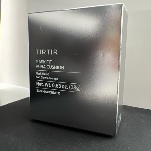TIRTIR Mask Fit Aura Cushion Foundation, Full coverage, Skin fit, Satin Glow Finish, Korean Cushion Foundation #33N MACCHIATO, 18g