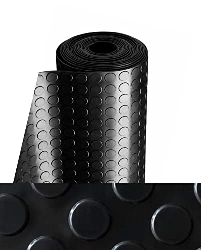 Home Tresor - Pavimenti in Pvc Rotoli | Pvc Bollato Bullonato Nero | Linoleum Rivestimento Pavimento Altezza 1 Mt. Lunghezza 20 Mt. (1 Rotolo)