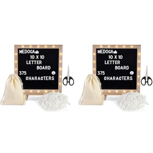 Climberty 10x10 Inches Felt Letter Board with LED Lights for Sign...
