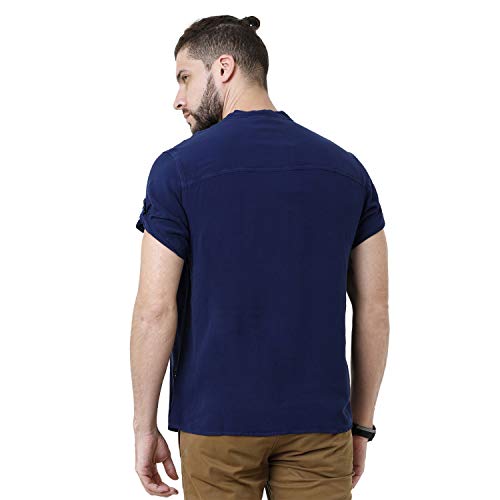 Image of Identiti Short Sleeves Solid Slim Fit 100% Viscose Casual Shirt /Kurta for Men