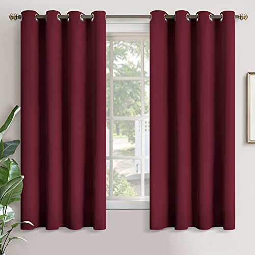 Image of YoungsTex Burgundy Blackout Curtains for Bedroom - Thermal Insulated with Grommet Room Darkening 63 Inch Window Drapes for Living Room, 2 Panels, 52 x 63 Inch, Burgundy