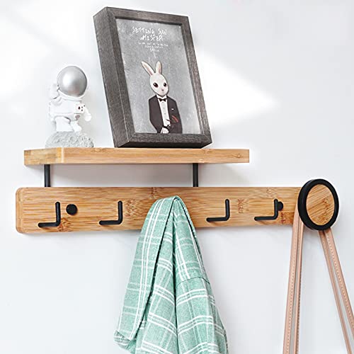 Porte-manteau avec étagère de rangement – Crochets muraux en bois pour couloir, salle de bain, salon, chambre à coucher