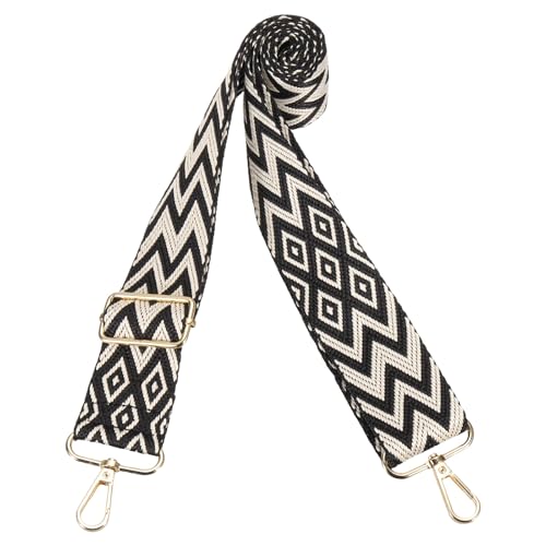 Image of PATIKIL 55in Purse Straps Replacement Crossbody, Bag Straps Crossbody Universal Adjustable Canvas Bohemian for Purses Handbags Guitar, Black