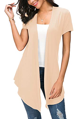 Urban CoCo Womens Open Front Short Sleeve Cardigans for Women Lightweight Summer Drape Cardigan Vest (Silver Mink l)