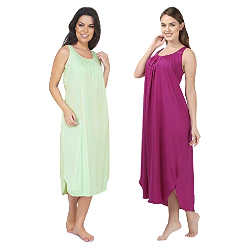 Image of BLAZON Women's Cotton Hosiery Solid Maxi Nighty Slip (Pack of 2) Available Sizes: S, M, L, XL, 2XL, 3XL, 4XL, 5XL