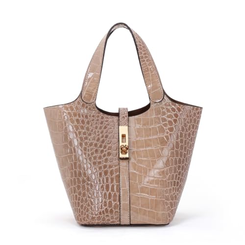 Image of Tote Bag for Women Vegan Leather Bucket Purse for Women Top Handle Handbag Shoulder Bag with Detachable Small Purse