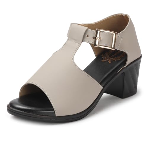 Image of Denill Fancy & Comfortable Brown Heel Sandal with Ankle Strap for women & Girls